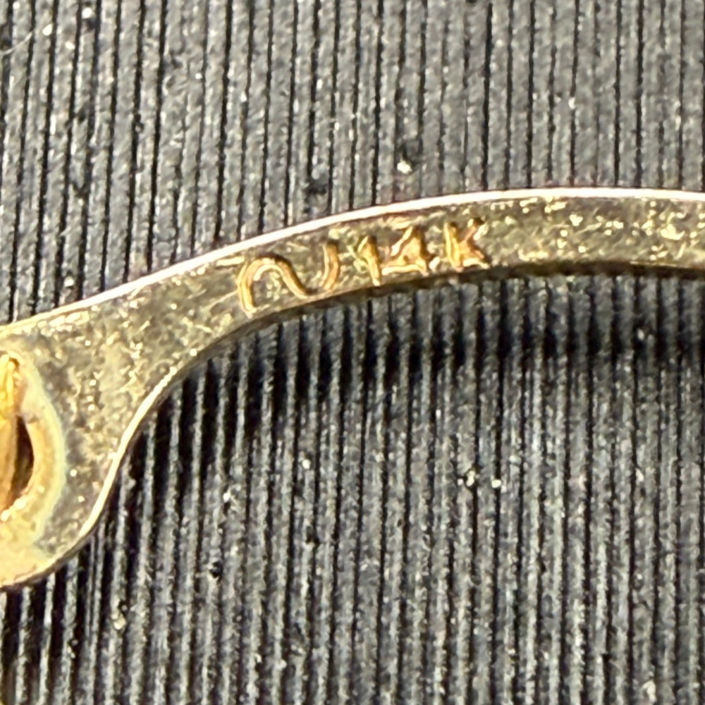 Solid 14k Solid Yellow Italian Gold Design Hoop Earrings 15mm - Picture 3 of 7